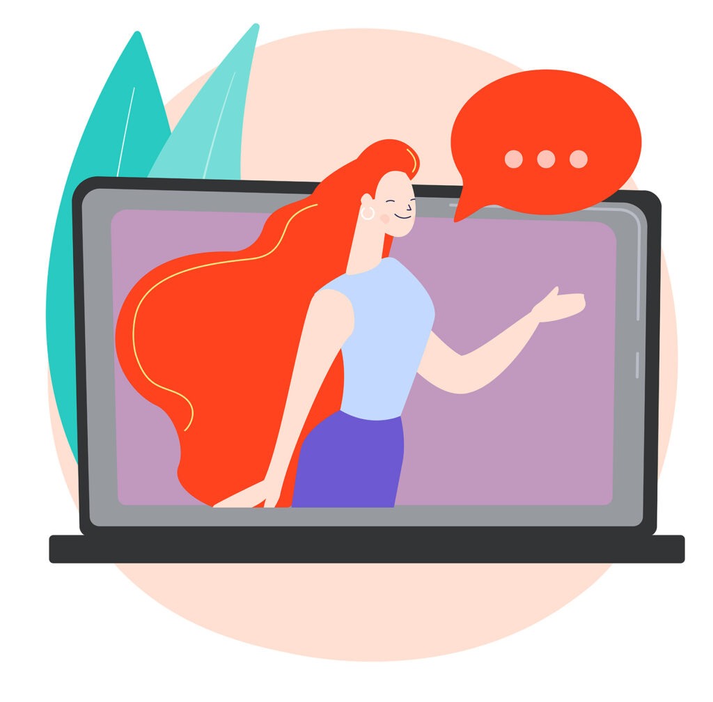 Illustration einer Frau, die ihre eigene Personal Branding Website besitzt.